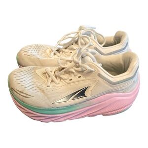 Altra Women's Via Olympus Running Shoes with Orchid White, & Mint/pink Platform